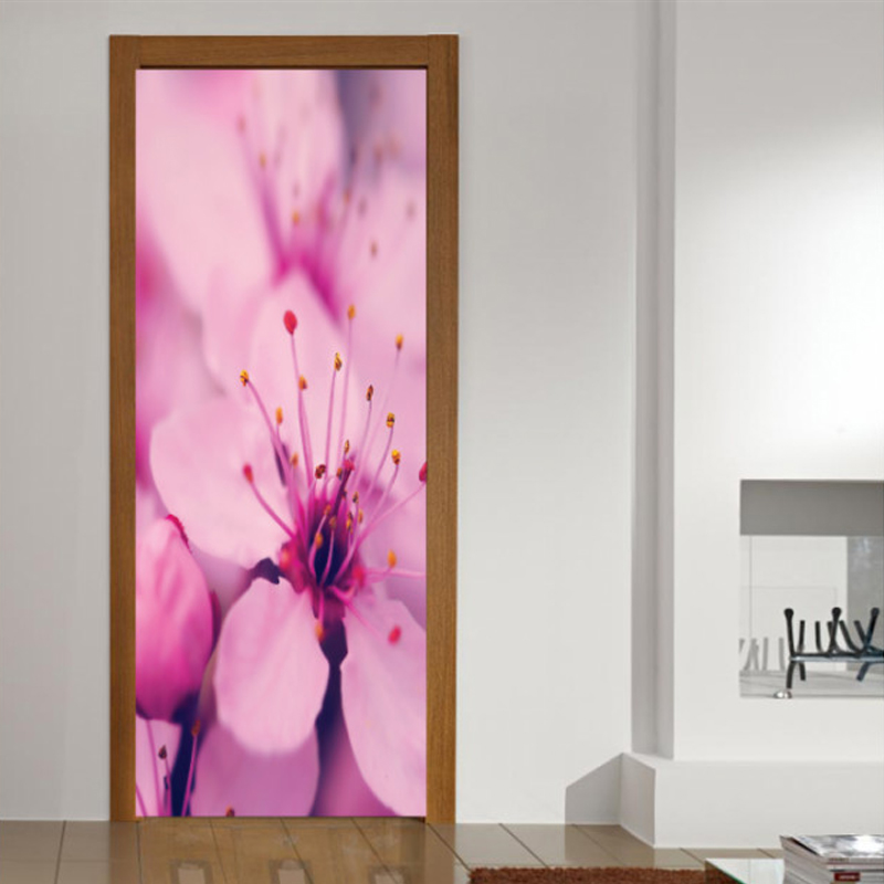 Αυτοκόλλητο πόρτας με Μονόχρωμα Λουλούδια